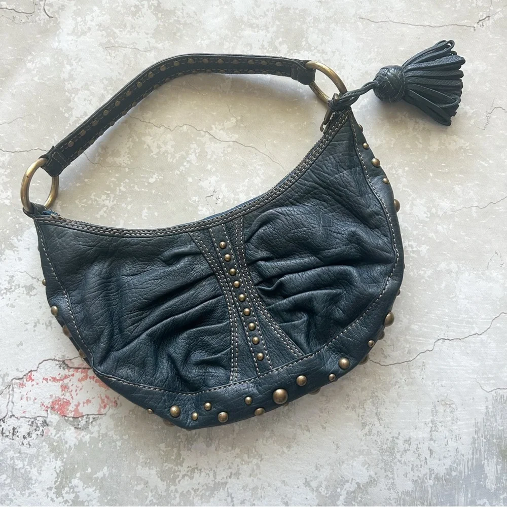 Junior Drake Blue Leather Studded Handbag